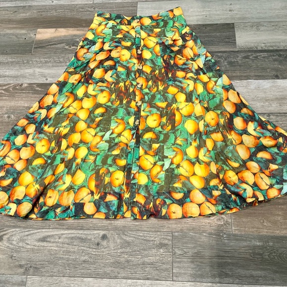 Maeve by Anthropologie Summer Orchard Midi Skirt Size 12 Orange Print - Picture 4 of 14